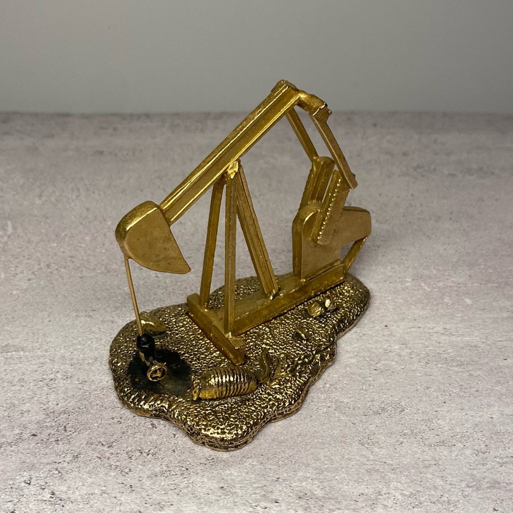Vintage 1970s John DeMott Brutalist Metal Oil Pump Jack Sculpture Signed Rare